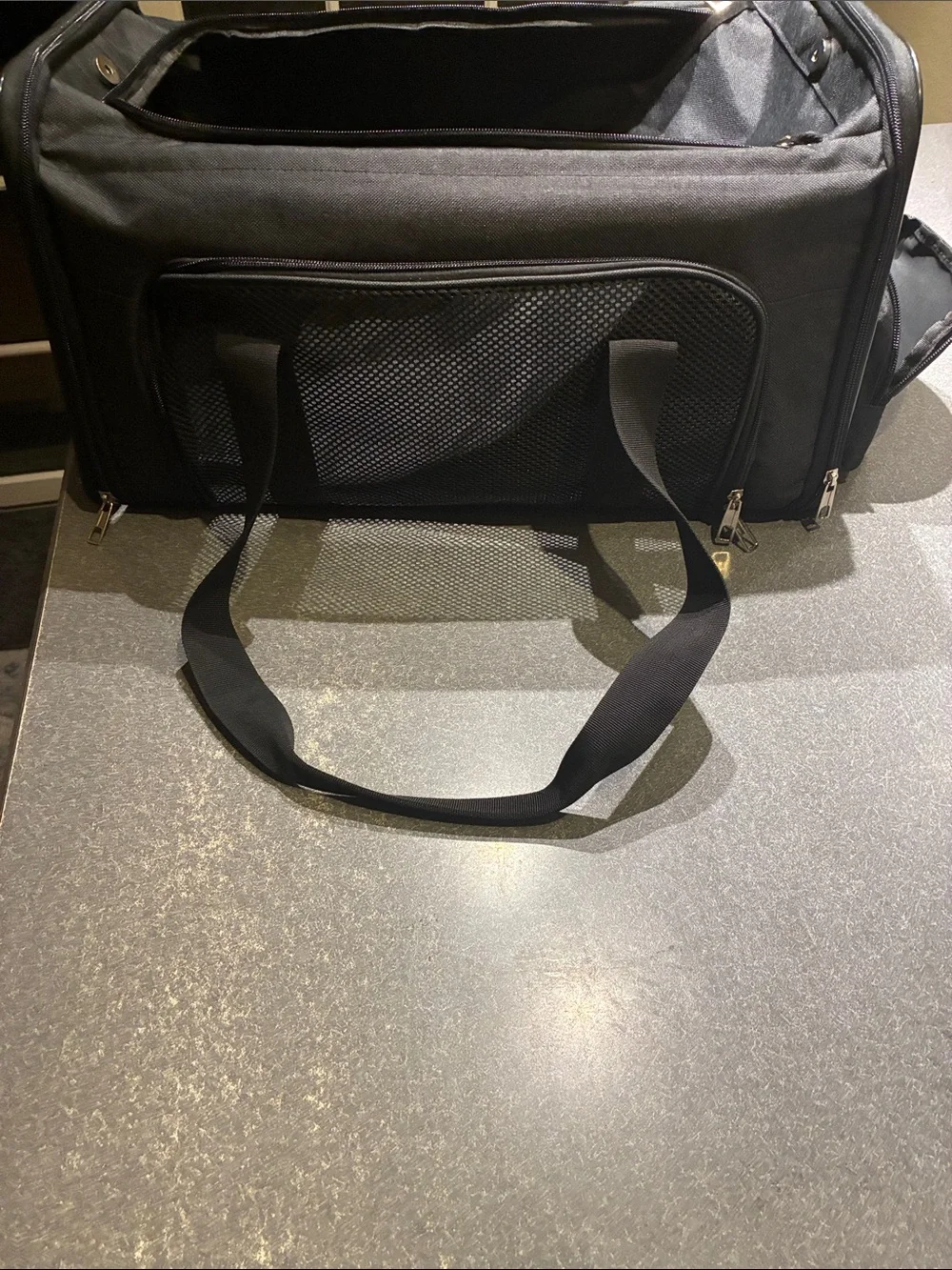 Black Pet Travel Carrier with Built-In Fan